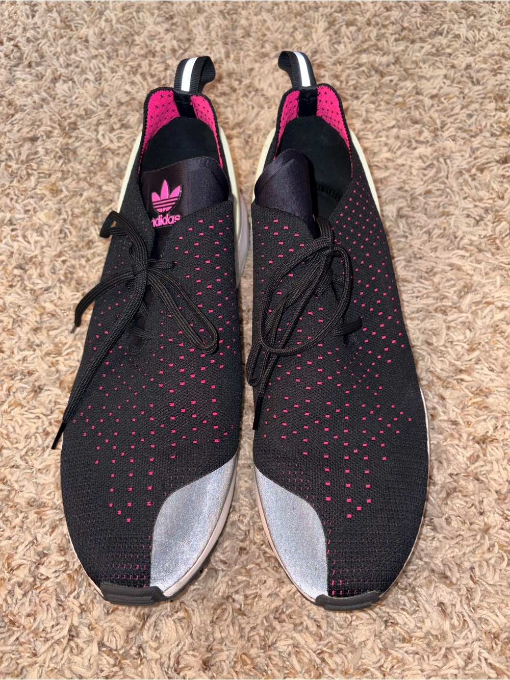 adidas | Black and Pink Slip-On Athletic Sneakers